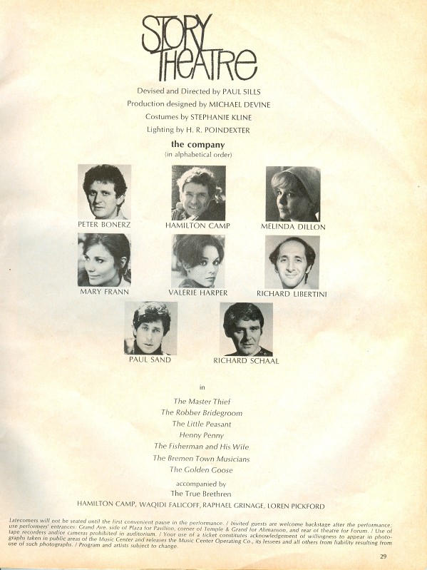 Story Theatre Mark Taper June 1970 Credits with WF